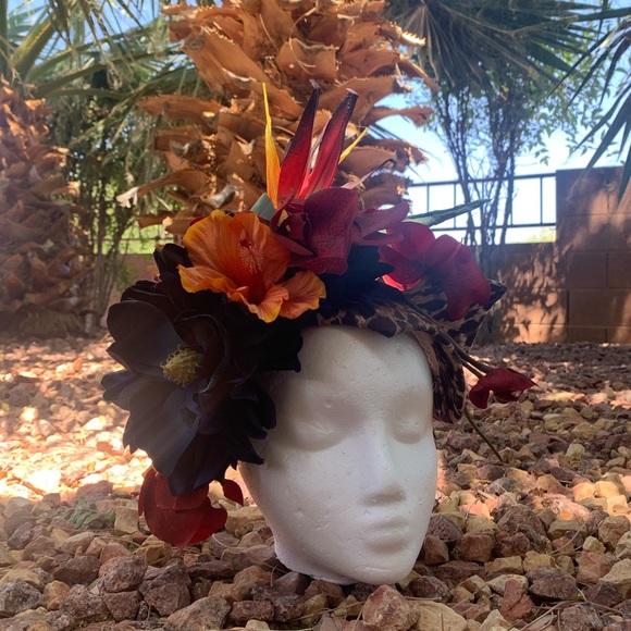 Custom Handmade Leopard and Floral Headdress main image 6